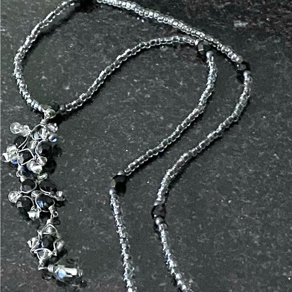 Vintage Style Sterling Silver Beaded Drop Necklace - Picture 5 of 6